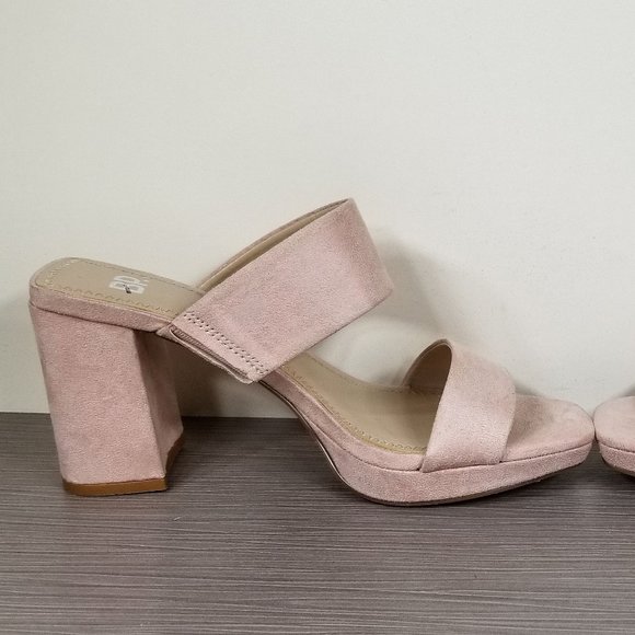 BP. Karly Platform Block Heel Slide Sandal, Light Pink Suede, Womens Size 6 M - Picture 6 of 12